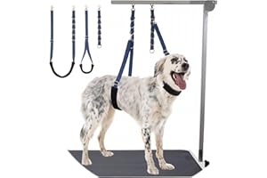 DISCPETSEC Dog Grooming Belly Strap - 3PCS Grooming Restraint Set Adjustable Belly Band Loops Strap with Padded Support & Loop Extension Straps Pet Grooming Harness Kit for Dogs (Royal Blue)