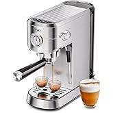 Gevi 20 Bar Compact Espresso Machine for Home,Latte、Cappuccino Coffee Maker | BPA-free;34oz Water Tank;Built-in Pressure Gauge;with Compatible Accessories;Can Make Americano;Easy to Clean;with Steam Wand