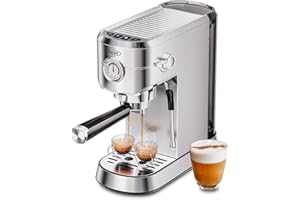 Gevi Commercial Espresso and Coffee Makers, Professional 20 Bar Espresso Maker with Milk Frother, Stainless Steel Expresso Coffee Machines for Home, Compact Cappuccino Machine, Great Gift