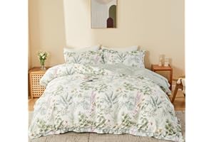 OAITE Duvet Cover Queen Size - 100% Cotton Comforter Cover Floral Duvet Cover Sets 3-PC, Breathable Duvet Cover with Zipper Closure & Corner Ties