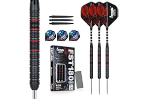 Formula Sports 90% Tungsten Darts Set - 21g, 22g, 23g, 24g - Black Darts Metal Tip Set, Steel Tip Darts Sets with Dart Shaf, 