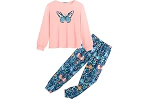 Arshiner Girls 2 Piece Outfits Fashion Tracksuits Long Sleeve Pullover Sweatshirt and Sweatpants Jogger Set with Pockets