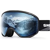 SNOWER Ski Goggles, Spherical OTG Anti-Fog Snow Goggles, HD Snowboard Goggles with UV400 Protection for Men, Women, and Youth
