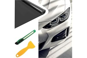 KIFIDAN 12×47 Inch Car Headlight Tint Film,Self-Adhesive Tail Light Tint Film Kit with Squeegee & Cutter,Universal Taillight Tints Films Automotive Exterior Accessories for Car Fog (Gloss Black)