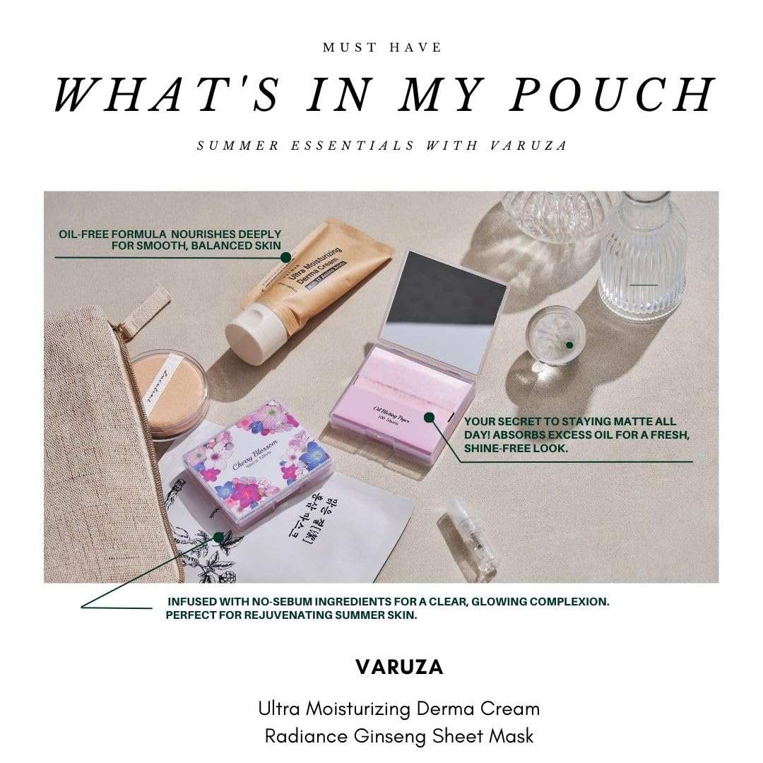 [100 Counts + Mirror Case] Cherry Blossom Natural Oil Blotting Paper for Face Korean with Mirror Case