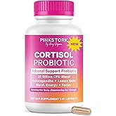 Pink Stork Cortisol Probiotic for Women – Mood and Adrenal Support Supplement – Ashwagandha, Lemon Balm, Chamomile, 25 Billion CFU – Gut Health, Energy, Focus – Lower Cortisol – 30 Capsules