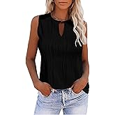 Zeagoo Tops for Women Trendy 2024 Tank Tops Keyhole Neck Sleeveless Blouses Summer Business Casual Basic Shirts