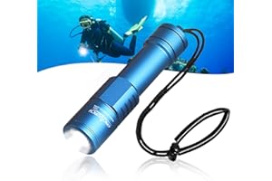 ORCATORCH D520 Scuba Dive Light 1000 Lumens Compact Diving Flashlight IP68 Waterproof Night Dive Torch Submarine Diving Lights with Rotary Switch for Underwater 150 Meters Deep Sea Diving (Blue)