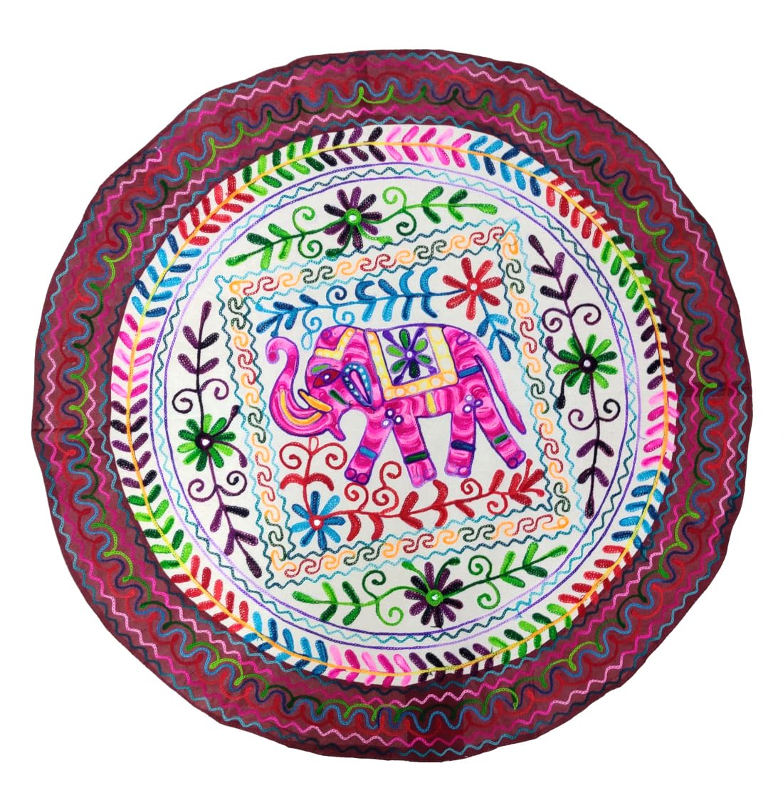 Purpledip Cotton Tapestry 'Royal Welcome': Vintage Embroidery Table Cover Or Wall Hanging (11363)