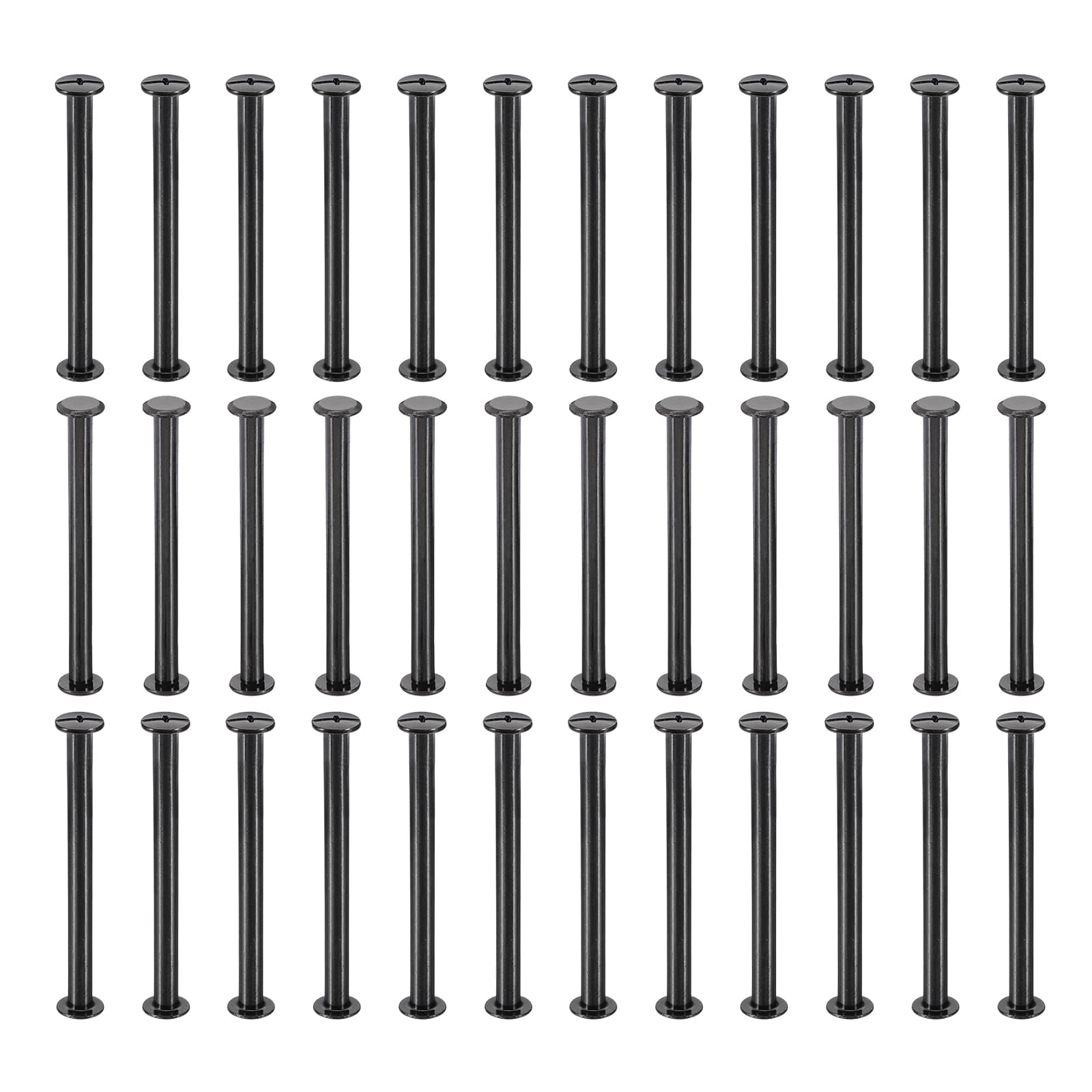 PATIKIL 50 Sets Chicago Screws, 60mm l Chicago Screws Phillips Binding Post Screw Bolts Leather Rivets Fasteners Connectors for Leather Belt Scrapbook Photo Albums, Black