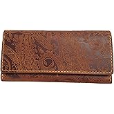 Craftivor Genuine Leather Handmade Wallet for Women Large Capacity Credit Card Holder Ladies Bifold Long Clutch Handbag Slim Minimalist Western Purse with Zipper Pocket