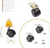 Emuca Black Swivel Castors 30mm Diameter Without Brake Pack of 4 view 5