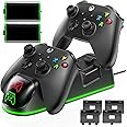 Controller Charger Station for Xbox One/Xbox Series X|S/Elite, 2 x 5520 mWh Rechargeable Battery Packs, Charging Dock for Xbox Controller Battery with 2 X Rechargable Batteries & 4 X Covers, Black