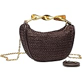 SKYK Straw Crossbody Bags for Women Summer Mini Satchel Handbags Top Handle Purse Woven Shoulder Bag