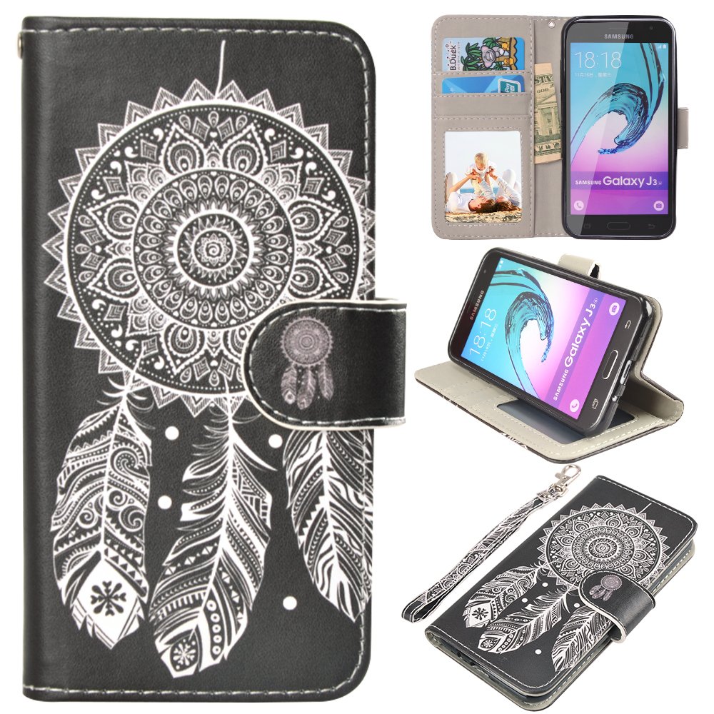 J3 2016 Case, MagicSky Galaxy J3 Wallet Case Folio Flip Premium PU Leather Case Cover with Card Holder Slot Pockets, Wrist Strap, Magnetic Closure For Samsung Galaxy J3 (2016) SM-J320 5.0\