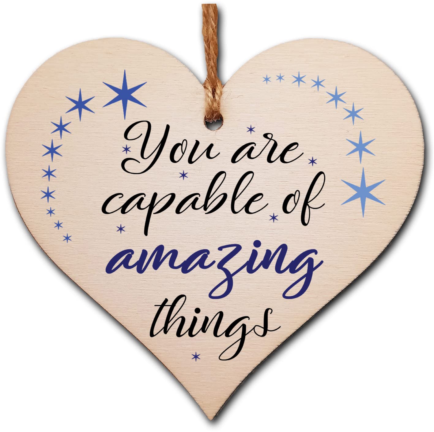 Motivational Hanging Wooden Heart – Handmade Decorative Sign with Positive Quote – Gift for Women, Girls, Teen Room or Office Decor