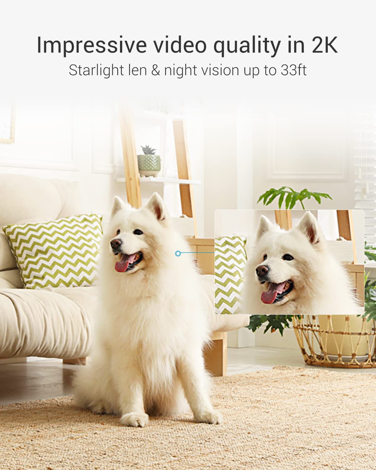 EZVIZ 4MP Indoor Camera, Pan/Tilt Baby Pet Monitor with AI Human and Pet Detection, Voice Activity Detection, Waving-Hand Recognition, Starlight Lens Color Vision, 2.4/5 GHz Dual-Band Wi-Fi | C6