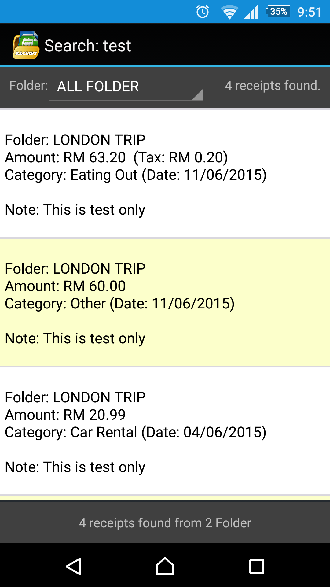 eZ Receipts for Android
