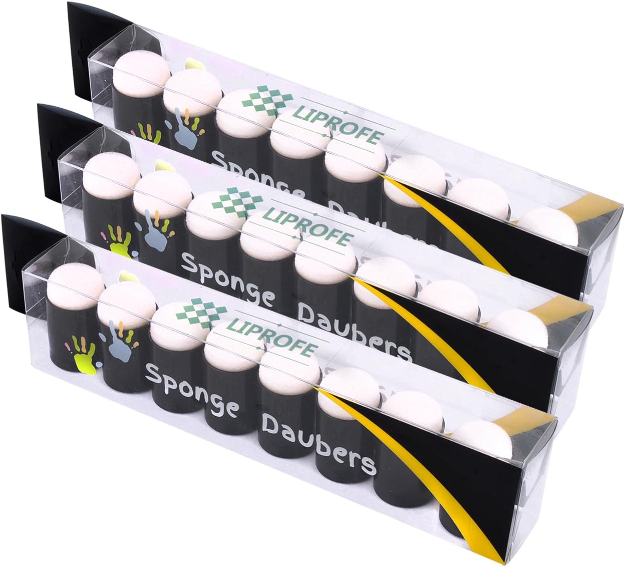 LIPROFE Finger Sponge Dauber with Storage Case for Painting Ink Crafts Chalk Card Making 24pcs