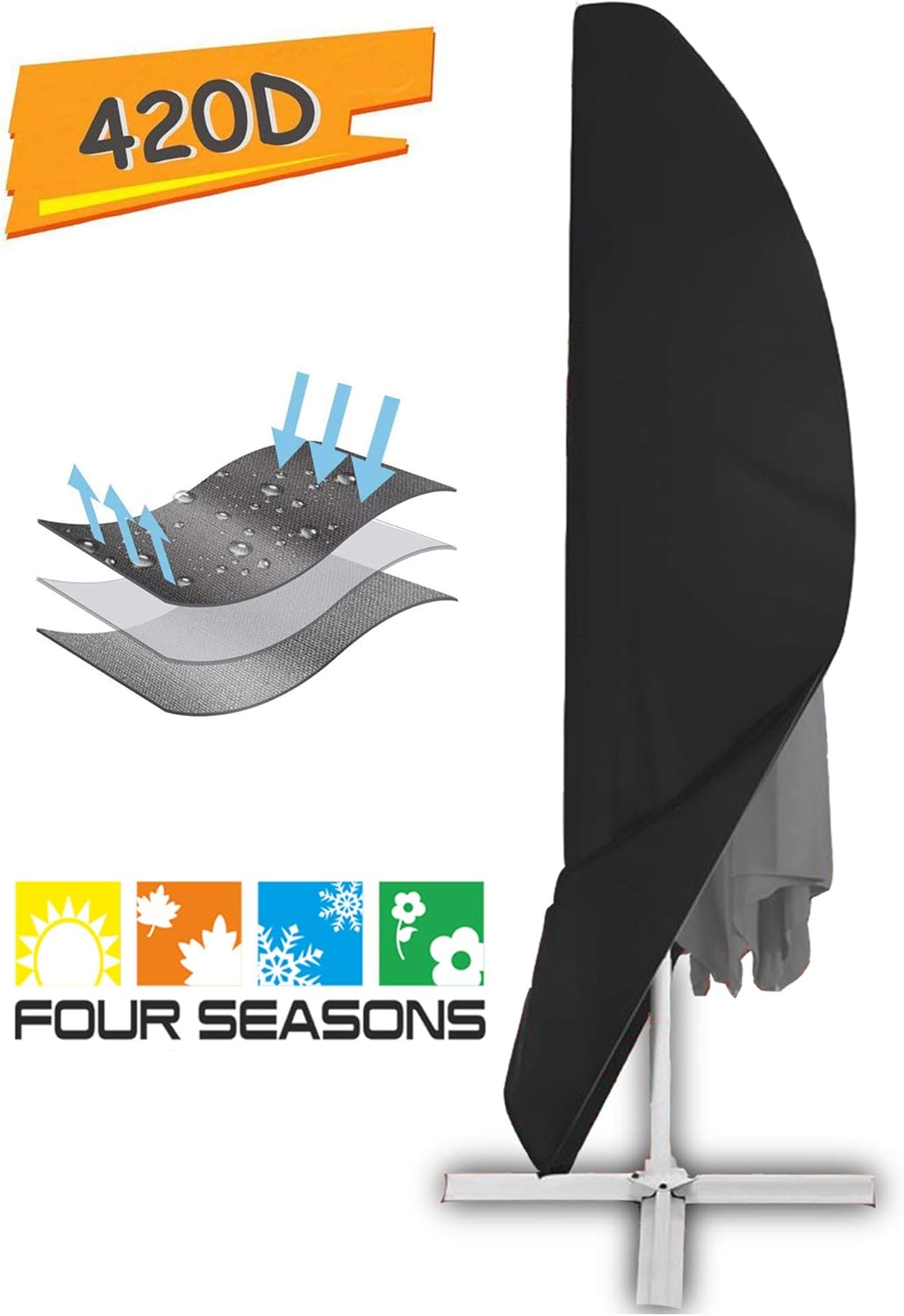 dark green outdoor umbrellas on Patio Umbrella Cover For 9ft To 13ft Cantilever Parasol Outdoor Market Umbrellas Cover With Zipper And Water Resistant Fabric Dark Offset Umbrella Cover