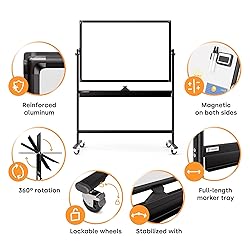 Rolling Dry Erase Board 46 x 32 - Large Portable
