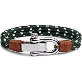 Elegatto Duetto Platinum Rope Bracelet for Men | Double Nautical Nylon Cord with Silver Polished Stainless Steel Shackle Clasp | Waterproof and Fade-Resistant