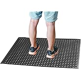 Outdoor Rubber Mat Kitchen Anti-Fatigue Floor Mats (24" x 36") Restaurant Bar Floor Mat New Rubber Non Slip Drainage Mat Black