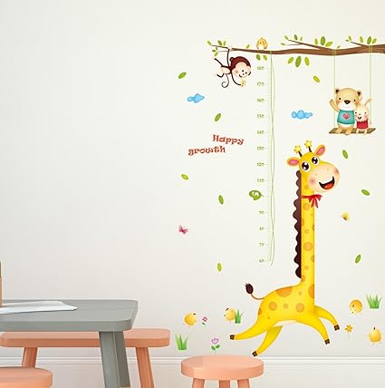 Amazon Brand - Solimo Wall Sticker for Kids Room (Happy Growth Giraffe, Ideal Size on Wall: 126 cm x 183 cm)