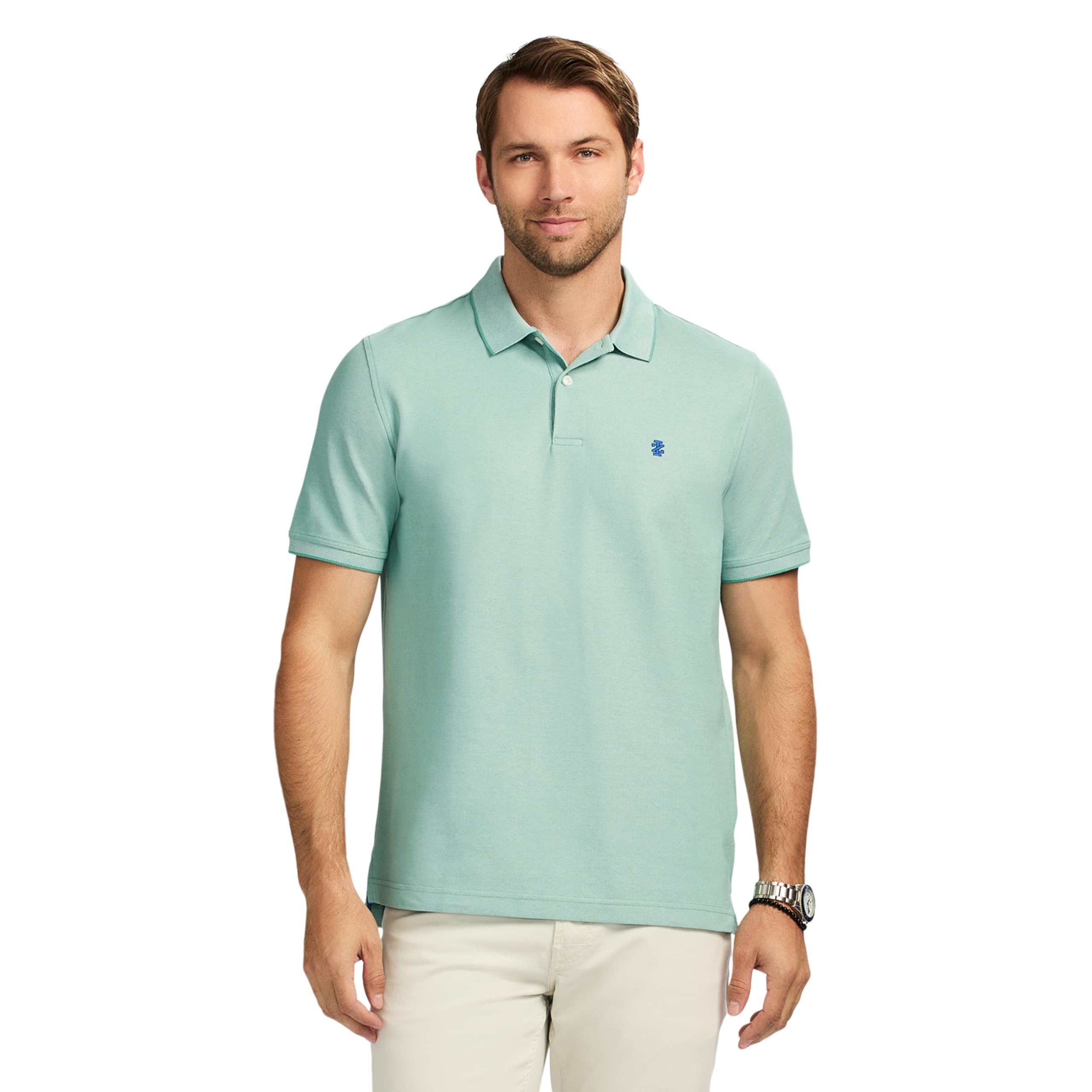 IZOD Men’s Advantage Performance Short Sleeve Polo Shirt, Beryl Green