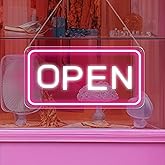 inShareplus 16"x 9" Dimmable Neon Open Sign for Business, Open Signs By USB with ON/OFF, Ultra Bright Sign Open for Stores, Restaurants Offices Shops Window (Pink-White)