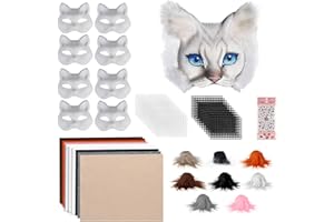 Giftota DIY Cat Masks Kit - Blank Therian Masks Set - DIY Animals Fox Mask for Christmas Halloween Masquerade Cosplay Party