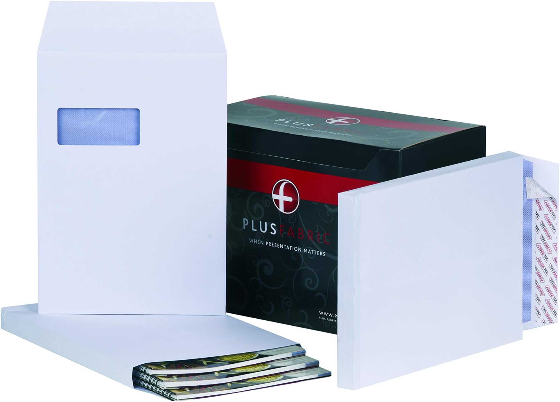 Plus Fabric C4 White Pocket Peel And Seal Gusset Envelope with Powertac, 120 gsm, Pack of 100