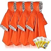 Nacerlary 4 Pack Emergency Rain Ponchos, Emergency Insulation Blanket, Portable Outdoor Kit, Hurricane Preparedness Items, Waterproof, Windproof, Suitable For Camping Gear, Outdoor Travel(Orange)