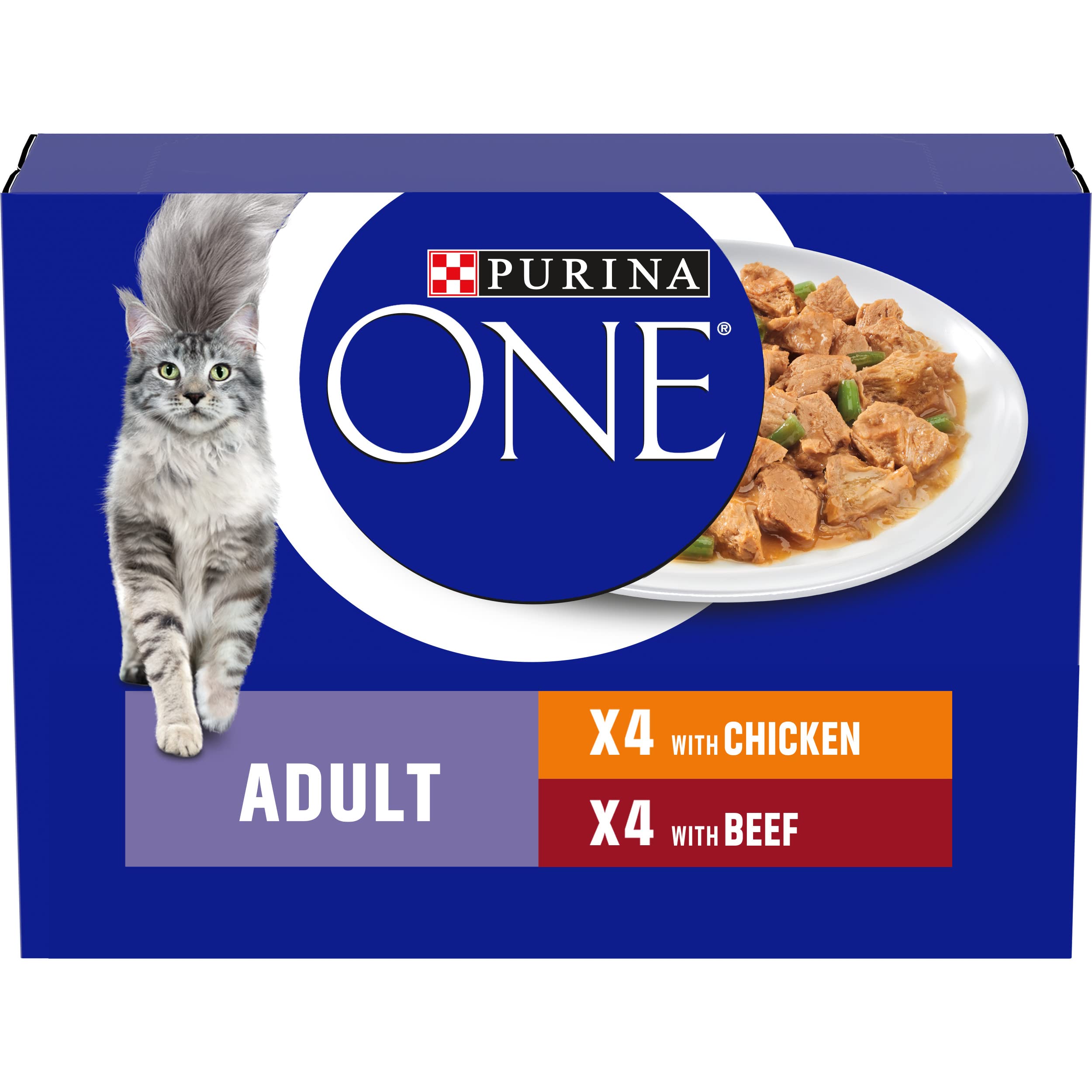 PURINA ONE Mini Fillets Chicken and Beef Adult Wet Cat Food 8x85g (Pack of 5)