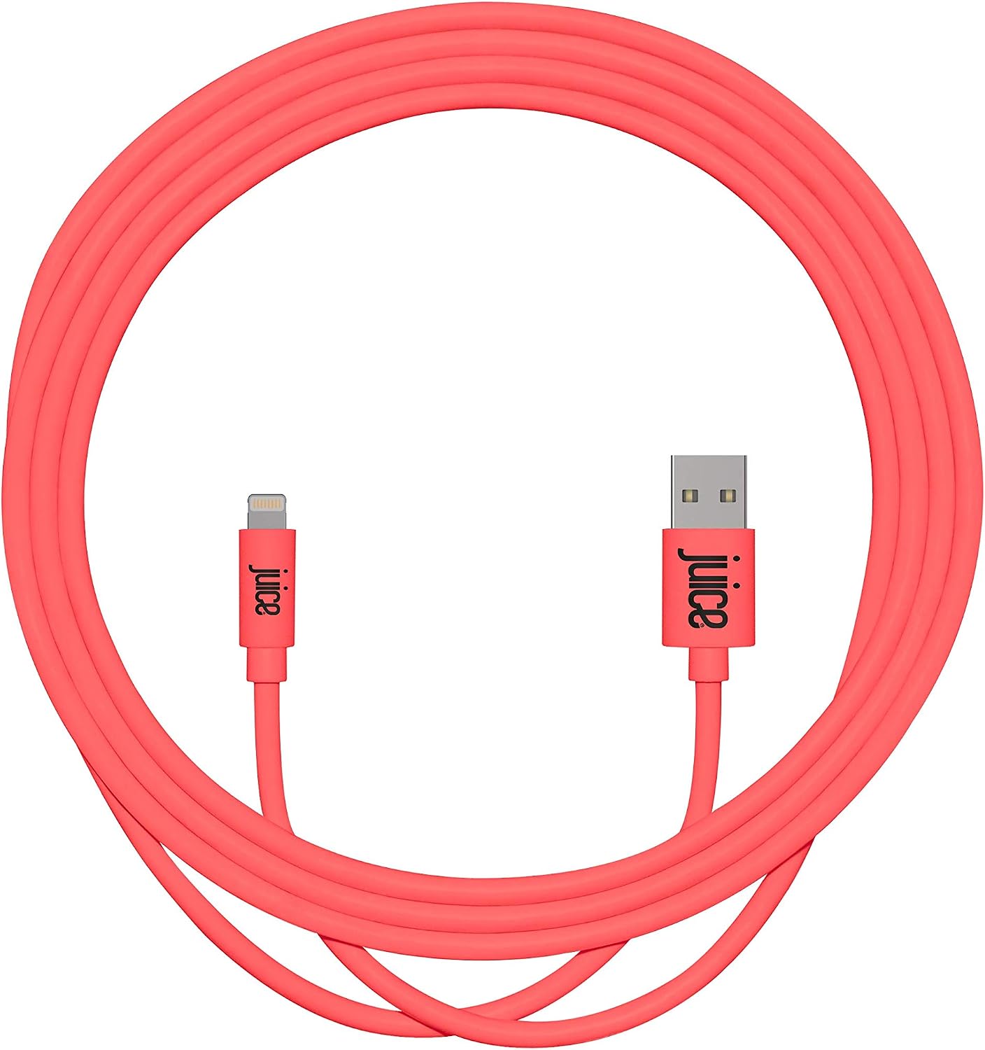 Juice XL Apple Lightning Charge and Sync Cable, Coral, Round