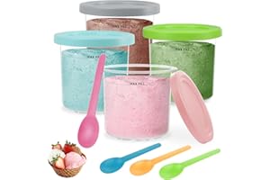Nepfaivy Containers Replacement for Ninja Creami - 4 Pack Ice Cream Pints and Lids Compatible with Ninja NC300 NC301 Creamy I