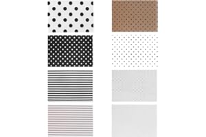 SHINYPASING 80 Sheets Black and White Ultra-Thin Packaging Tissue Paper 8 Patterns for Wrapping and Bouquet