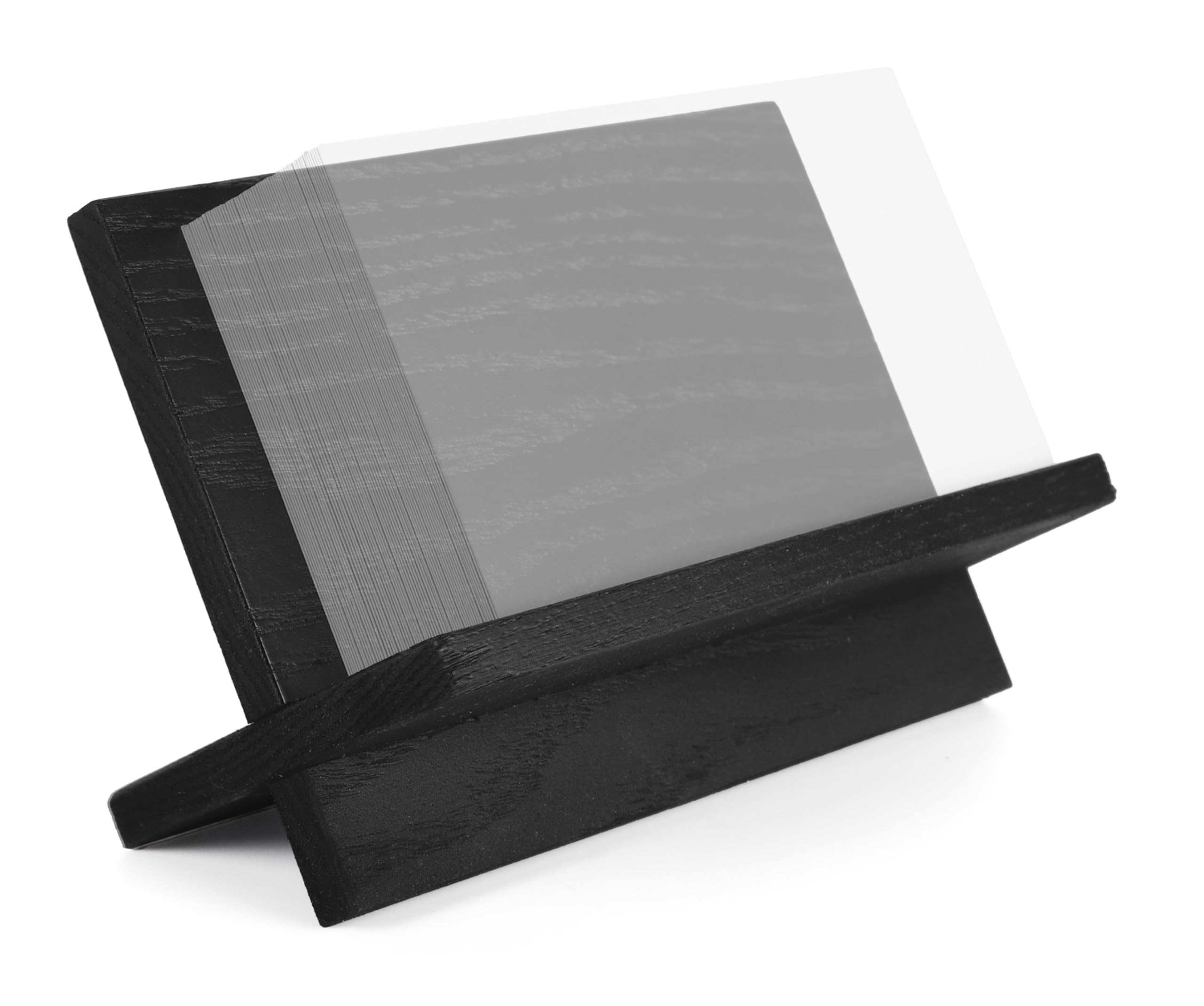 TOROS STORE Business Card Holder for Desk - Black Wood Small Cards Holders, Professional Desktop Business Card Stand Display, Wooden Name Card Holder, Modern Design Office Business Cards Holder