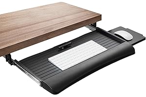 Mount-It! Keyboard Tray Under Desk with Adjustable Mouse Platform – Easy-Glide Sliding Drawer Under Desk Slide Out – Ergonomic Under Key Board Shelf for Office, Gaming, and Workstations