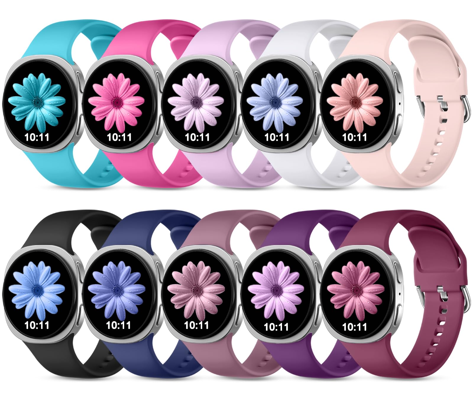 GEAK 10 Pack Sport Band Only Compatible with Galaxy Watch 8 Band Galaxy Watch 8 Classic Band,Soft Comfortable Breathable Waterproof Silicone Replacement Strap for Samsung Watch Bands for Women Men
