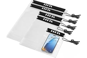 HEETA 5-Pack Clear Waterproof Dry Bag Pouch, Water Tight Cases Dry Bags Document Holder for Camera Mobile Phone Maps, Kayaking Boating