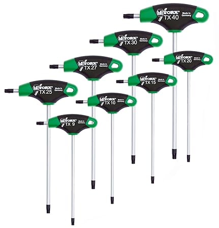 TORX® 70563 Schraubendreher Set 2K mit T-Griff 8tlg. T9-T40 | Made in Germany | Torxschlüsselsatz | Schraubenschlüssel | T9 |
