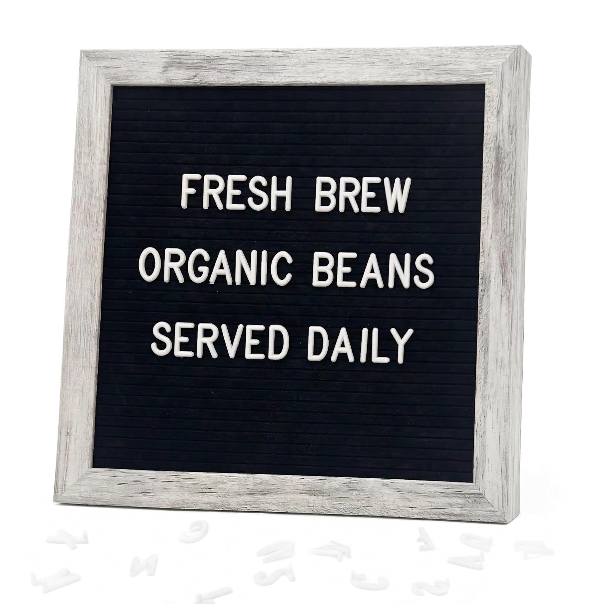 Rustic Black Felt Letter Board 25x25cm – Includes 336 Changeable Letters, Numbers & Symbols – Wood Frame Message Board for Home, Office, Classroom or Events