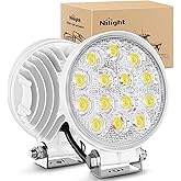 Nilight Marine LED Pods 2Pcs 4.5Inch 42W 4200LM White Round Light Flood Beam Ponton Boat Deck Dock Lights for Night Fishing T