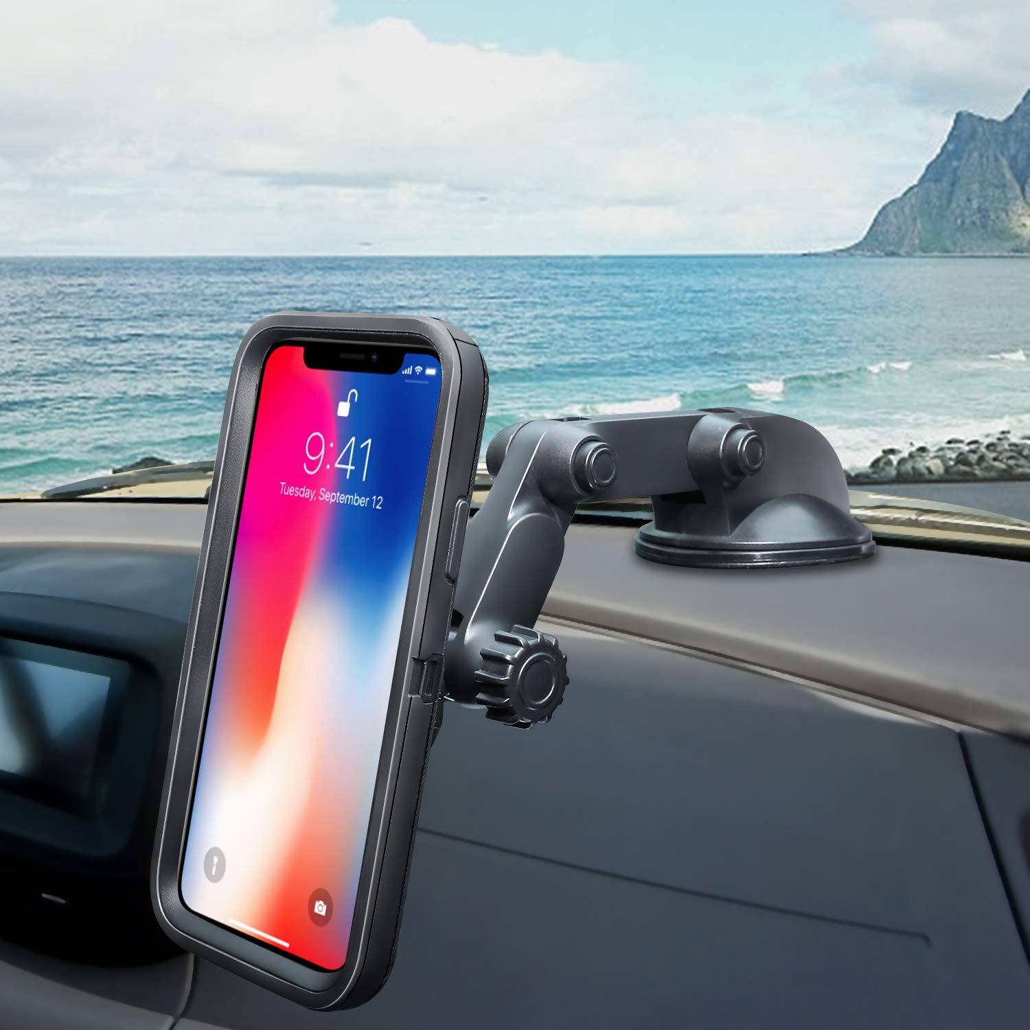 Magnetic Car Phone Mount，Beyyon Dashboard Windshield 5 Magnets and Unique Design with Flexible Viewing Angle Car Phone Holder Compatible with iPhone X/8/8P/7/7 Plus Galaxy S9/S9 Plus Edge