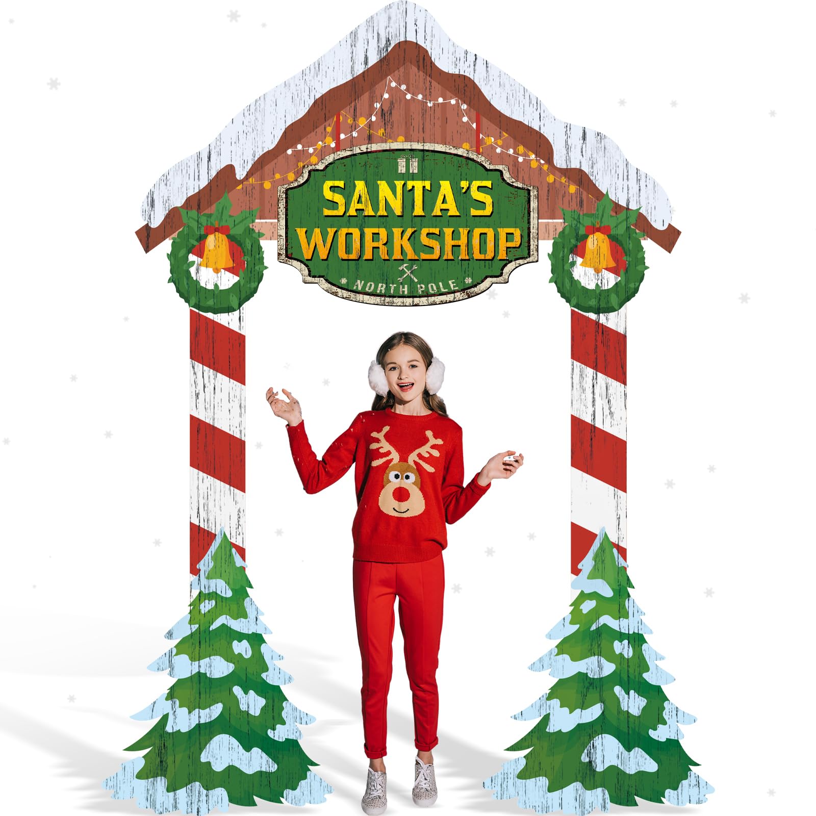 Photo 1 of *USED*
Teling 43.3 x 37.4 Inch Christmas Santa's Workshop Backdrop Decoration Large Christmas Photo Booth Props Photography Background Xmas Family Holiday Party Decoration