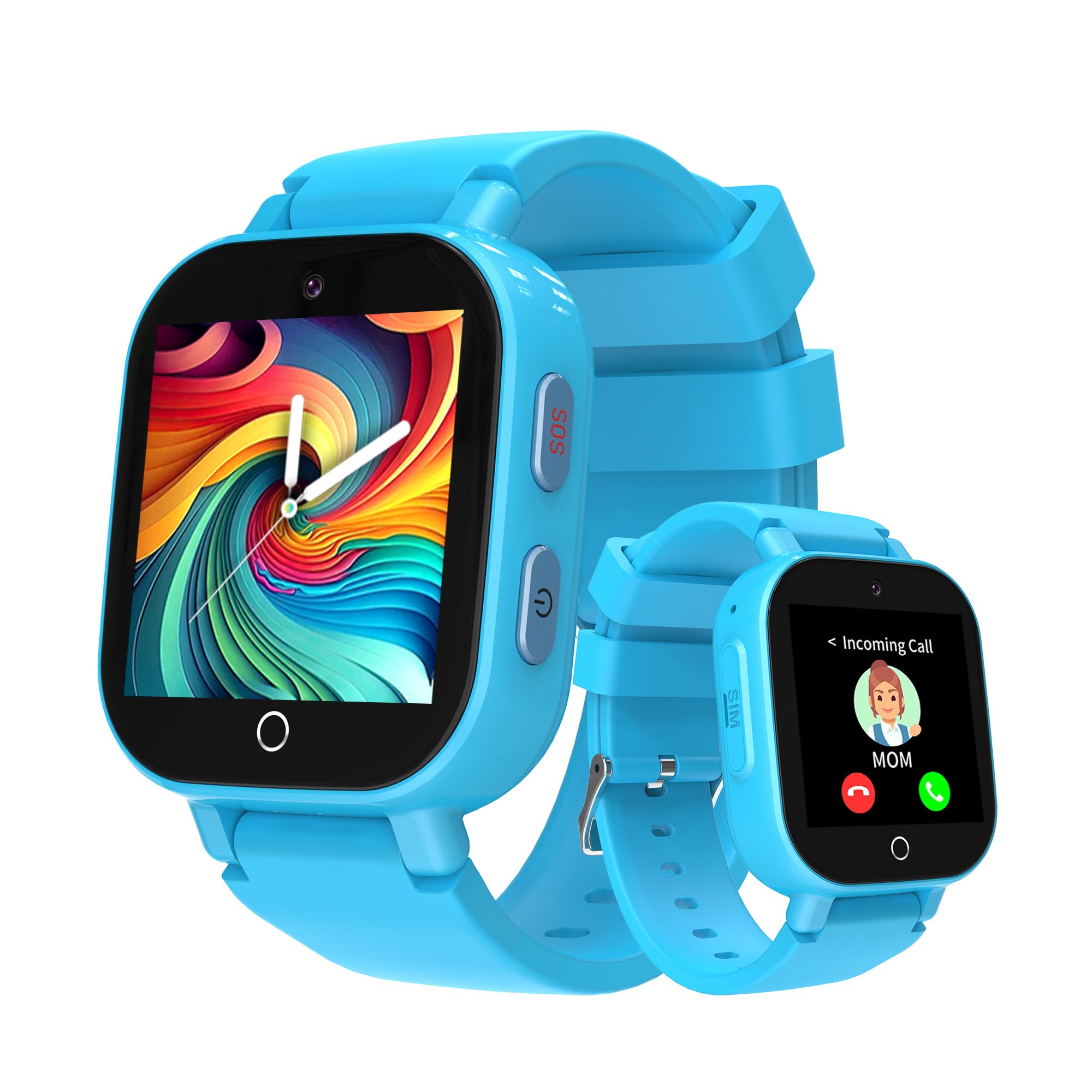 Phyulls 4G Kids Smart Watch Boys with GPS Tracker & Video Calling, Waterproof One-Key SOS Call Voice Chat Camera Alarm Sport Pedometer GPS Tracker Watch for Boys Age 4-12