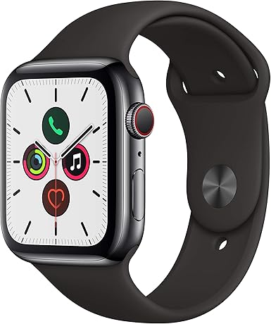 Apple Watch Series 5(GPS + Cellularモデル)- 44mmスペースブラックステンレススチールケースとブラックスポーツバンド - S/M & M/L