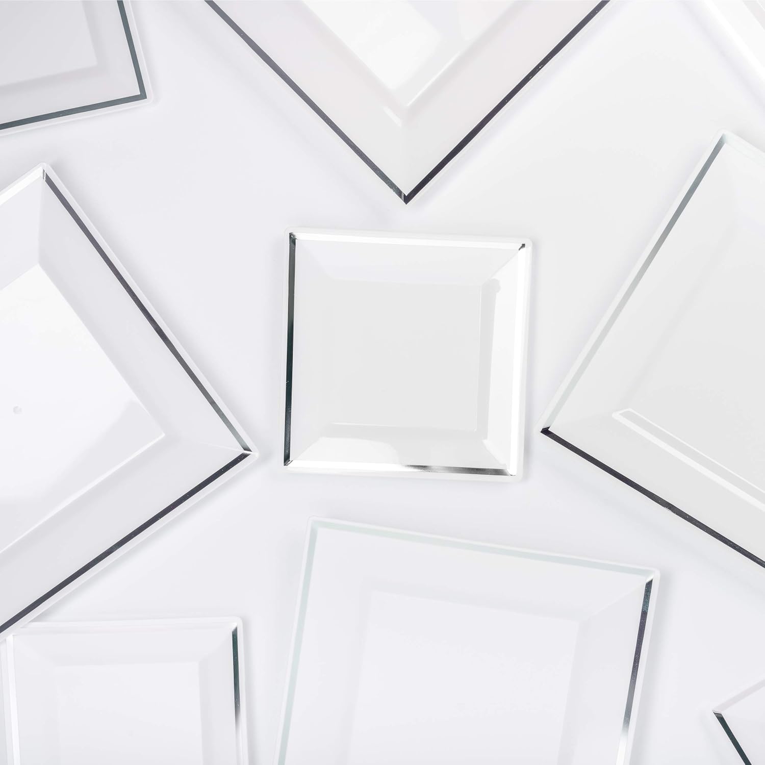 40 Pack Silver Square Party Plates Wedding Dinner Set Party Tableware