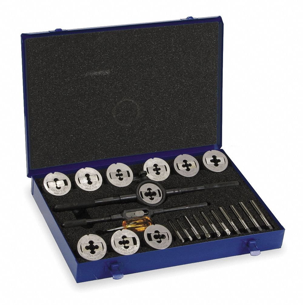 Tap and Die Set, 1/4 to 1/2 In, 23 pc Tap And Die Sets